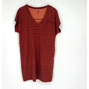 Title Nine Dress Womens M‎ Red Striped Shift Relaxed Pockets Hiolani Short